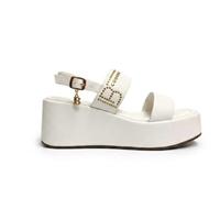 Sandali Donna Laura Biagiotti Zeppa Fashion Moda Logo 9770 Bianco