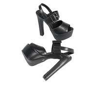 Sandali Donna Neri con Punta Aperta e Plateau, Taglie 35-41, Scarpe da Danza Jazz Antiscivolo per Serate romantiche e Feste Nuziali,Nero,37 EU