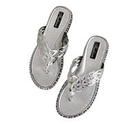 Sandali Donna Ortopedici Estate Infradito A Dito Comode Scarpe Piatte Moda Antiscivolo Infradito Vestito Punta Aperta Flessibile Piscina Sportivi Sandalo Piattaforma Festa Trekking 2025, argento, 40