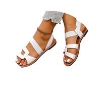 Sandali donna piatti fasce larghe punta aperta antiscivolo stile romano | Design minimalista essenziale, suola gomma flessibile, taglie generose per quotidiano, spiaggia e abiti casual