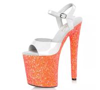 Sandali donna Platformalti plateu 20 cm bianco arancione strass pole dance 19001