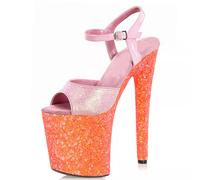 Sandali donna Platformalti plateu 20 cm rosa arancione strass pole dance 19001