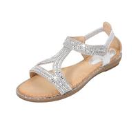 Sandali Donna Punta Bassi Comode - Bohemien Sandalo Estive da | Punta Aperta Chiusi Dietro Sandali Alla Caviglia Con Elastico Slip On Sandalo Con Strass Per Vacanze Al Mare