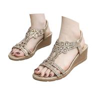 Sandali Donna Refresh Sandalo Donna Elegante Sandali Pianta Larga Comode Bohémien Comodi con Cristalli Design Cinturini Aperti Punta e Tacco Zeppa per Estate Primavera a Deportiva Fiesta