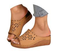 Sandali Donna,Sandali Donna Zeppa Nera,Ciabatte da con Plateau Traforato - Punta, comode e Ammortizzate, Leggere, Vari Colori Pantofole Inverno Cane (Brown, 43)