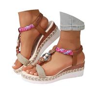 Sandali Donna Sandalo Donna Elegante Sandali Chiusi Davanti Bohémien con Lacci Tacco Medio Punta Slip-On Piatti per Estivo Casual a Feminina Piscina