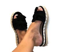 Sandali Donna Sexy Moda Tacco Spesso Con Zeppa Ciabatte Donne Estive Spiaggia Con Fiocco Ciabatta Ragazza Casuale Sanitarie Pantofole Ragazze Antiscivolo Casuale Estiva Traspiranti Ciabatta