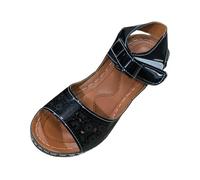 Sandali Donna Tacco Basso Scarpe Con Tacco Largo Sandali Alla Con Zeppa Spessa E Punta Rotonda A Forma Di T In Stile Britannico Donna Eleganti Bassi Scarpe Elegante (Black 36)