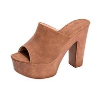Sandali Donna Tacco Largo Comode Eleganti Sandali Nuovi Moda Cuoio Artificiale Mules Estivi Pantofole Tacco Alto Cerimonia Plateau Slip on Decollete Tacchi Antiscivolo Ciabatte Zeppa Tacco Medio