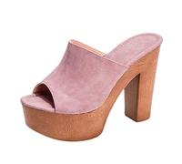 Sandali Donna Tacco Largo Comode Eleganti Sandali Nuovi Moda Cuoio Artificiale Mules Estivi Pantofole Tacco Alto Cerimonia Plateau Slip on Decollete Tacchi Antiscivolo Ciabatte Zeppa Tacco Medio
