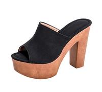 Sandali Donna Tacco Largo Comode Eleganti Sandali Nuovi Moda Cuoio Artificiale Mules Estivi Pantofole Tacco Alto Cerimonia Plateau Slip on Decollete Tacchi Antiscivolo Ciabatte Zeppa Tacco Medio
