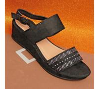 SANDALI DONNA ZEPPA BASSA LINEA COMODA RELAX 38 39 37 40 41 36 nero TT