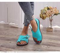 Sandali Donna Zeppa Plateau Estivi in Pelle Infradito Scarpe Comode Sandali Stecche Borsite Scarpe Comode Alluce Valgo Sandalo con Cinturino Caviglia Sandali Da Viaggio Per Spiaggia E Estate,Blue 1,39
