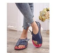 Sandali Donna Zeppa Plateau Estivi in Pelle Infradito Scarpe Comode Sandali Stecche Borsite Scarpe Comode Alluce Valgo Sandalo con Cinturino Caviglia Sandali Da Viaggio Per Spiaggia E Estate,Blu,38