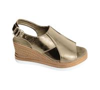 Sandali Donna Zeppa Scarpe Eleganti Comode Sandali da Donna Con Punta Cinturino Con Fibbia Punta Tacco a Zeppa Piattaforma Fondo Spesso Plateau Ortopedici (Gold 41)