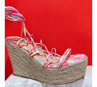 SANDALI DONNA ZEPPA TACCO Alto ALLA SCHIAVA lacci Polpaccio sexy VV