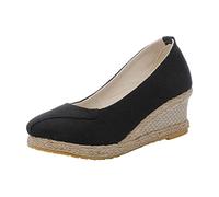 Sandali Donna Zeppa Zeppe Estive Bianchi Comodi Donna Summer Weave Zeppe Traspirante On Sandali a Punta Comode Scarpe da Spiaggia Chiusi Davanti Sandalo Estivo (Black 40)