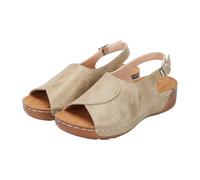 Sandali Donna Zeppa Zeppe Estive Ortopedici Comodi Sandali Romani Casual Con Fibbia a Laterale e Suola Piatta da Donna Estivi da Alla Eleganti Bassi (Khaki 36)