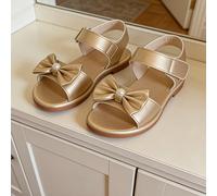 Sandali dorati luminosi con perle, comodi per la casa, eleganti e alla moda per la scuola. Queste scarpe manterranno i tuoi piccoli pieni di gioia ed eleganza per tutta l'estate! EUR34,EUR35,EUR36,EUR