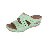 Sandali e ciabatte da donna 2026 leggeri ortopedici con zeppa aperta punta aperta UK Wide Fit New Summer Slides pantofole da spiaggia antiscivolo supporto arco scarpe casual all'aperto, Verde, 36.5 EU