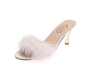 Sandali e ciabatte da donna con decorazione alta e solida in peluche a stiletto Sliders da donna per esterni estivi Slim-Keep sandali da donna eleganti comodi morbidi leggeri pantofole casual vacanze