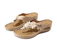 Sandali e ciabatte da donna per fascite plantare, estivi, traspiranti, senza lacci, con cuscinetto per arco, punta aperta, comodi sandali con zeppa, per camminare, sport, scivolo, slingback, cachi, 40