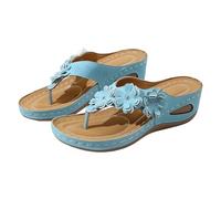 Sandali e ciabatte da donna per fascite plantare, estivi, traspiranti, senza lacci, con cuscinetto per arco, punta aperta, comodi sandali con zeppa, per camminare, sport, scivolo, slingback, blu cielo