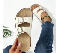 Sandali e ciabatte sportive da donna, stile urbano moderno, sandali piatti versatili per il pendolarismo estivo, silhouette retrò pulita e alla moda, outfit leggero, elegante e di sé nello skyline del