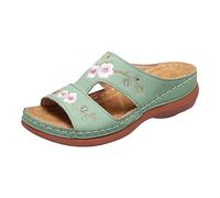 Sandali E Pantofole Da Donna In Pelle Scarpe Ortopediche Donna Nudo Piedi Comfort Chic Ete Leggero Ciabatte Scarpa Compensa, Punta Aperta Sandali Da Passeggiata Da Spiaggia, verde, 42 EU
