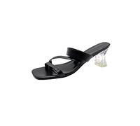 Sandali e Pantofole da Donna Sandali e Pantofole Donne Fashion Square Head Una Parola con Tacchi Spessi Donne di Colore Solido Shoesschwarz, 4.5 Regno Unito