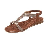 Sandali Elegante Donna Estive Sandali Piatti Donna Punta Infradito Spiaggia Coreana Estivi Classico Elegante Estivi Inblu Tempo Libero Vacanze Tendenza (Bronze, 42)