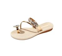 Sandali eleganti con perle d'acqua per tutti i giorni, pantofole da spiaggia aperte con design con cinturini, per abiti primaverili ed estivi, per tutti i giorni, vacanze, tempo libero, gold, 35 EU