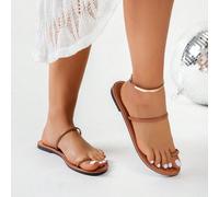 Sandali eleganti da donna con strisce e anello per il dito del piede, scarpe da donna dorate alla moda per l'estate EUR36,EUR37,EUR38,EUR39,EUR40,EUR41,EUR42,EUR43Colore unicoPoliuretano