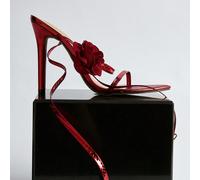 Sandali eleganti da donna con tacco alto, con fiori, cinturini incrociati, punta aperta, effetto pelle di serpente, adatti per matrimoni e feste, regalo di Natale invernale CN35,CN36,CN37,CN38,CN39,CN