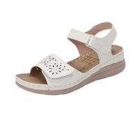 Sandali eleganti da donna con tacco, comodi sandali glitterati con cinturino regolabile, plantare morbido e imbottito, suola antiscivolo per camminare in modo sicuro, scarpe estive, bianco, 39 EU