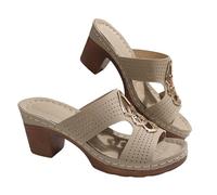 Sandali eleganti da donna con tacco, sandali estivi con tacco a blocco, comode, leggere, ortopediche, per il tempo libero, con punta aperta, sandali con tacco alto, bianco, 37 EU