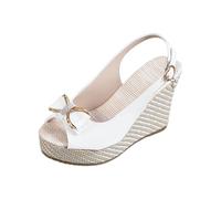 Sandali eleganti da donna con zeppa, con cinturino, colore nero, sandali con zeppa a bocca di pesce, scarpe da sera romane, con cinturino con fibbia, sandali estivi aperti sul retro, scarpe da donna