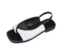 Sandali Eleganti Donna Cerimonia Alla Schiava Sandali piatti di grandi dimensioni Donna 2026 New Toe Teste europee e americane per libero dopo piacevoli Ortopedici Estive (White 38)