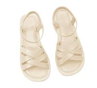 Sandali Eleganti Donna Cerimonia Scarpe Mare Sandali estivi da donna nuovi con francese piatti da indossare all'aperto con suola morbida e clip per Sandalo Sportivo (White 38)