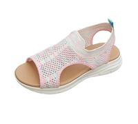 Sandali eleganti e comodi, piatti, per il tempo libero, con cinturino elastico e suola leggera, vestibilità comoda per tutto il giorno, suola antiscivolo per la sicurezza, Colore: rosa., 43 EU