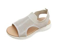 Sandali eleganti e comodi, piatti, per il tempo libero, con cinturino elastico e suola leggera, vestibilità comoda per tutto il giorno, suola antiscivolo per la sicurezza, beige., 38 EU