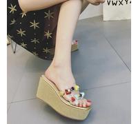 Sandali eleganti sabot zeppa ciabatte 9 oro comodi pelle sintetica morbide 9819