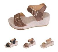Sandali espadrillas da donna estivi a punta aperta senza lacci con zeppa bassa cinturino con fibbia regolabile ampia larghezza imbottita morbido plantare sandalo vacanze viaggi scarpe per insegnanti