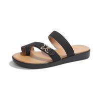 Sandali Espadrillas Piatti Donna Mules Piatti con Due Flange Larghe, Nero , 43 EU