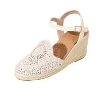 Sandali espadrillas Zeppe donna estate con piattaforma scarpe a punta chiusa, comfort alla caviglia, vintage per vacanza, tacco, sandali espadrillas, donna per matrimonio, sera o uscita vestita