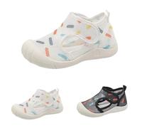 Sandali estivi a piedi nudi per ragazze e ragazzi, scarpe da ginnastica leggere per bambini, antiscivolo, traspiranti, per spiaggia, nuoto, piscina, scarpe da acqua con chiusure a strappo, bianco, 31