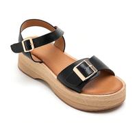 Sandali estivi alla moda, versatili e casual, con suola platform minimalista Caratteristiche:Modello con base piatta in legnoSposa grande con boucle regolabile in metalloDettagli nella casa della spos