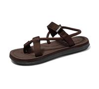 Sandali Estivi Alluce Valgo, Sandali da Uomo con Cinturino Incrociato Regolabile E Supporto Plantare per Alluce Valgo, Infradito Casual Antiscivolo con Clip Correzione del Piede, Festa(Brown,45 EU)