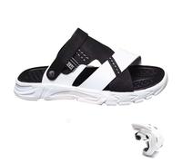 Sandali Estivi Casual da Uomo, Sandali in PU con Colori a Contrasto, Sandali da Spiaggia Casual da Esterno(Black,42 EU)