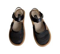 Sandali estivi chiusi da donna, con punta rotonda, traspiranti, con cinturino elastico, comodi per tutti i giorni, suola antiscivolo, Nero , 37 EU